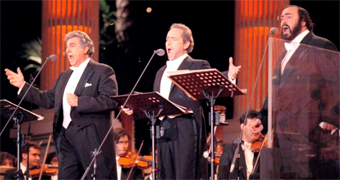 THE THREE TENORS an incredible TRIO in 1997 the three tenors- Placido Domingo, Jose Carreras and Pavarotti-- toured to mixed reviews but delighted audiences who seemed unwilling to let Pavarotti even think of retiring. A Christmas album and video, The Three Tenors Christmas, appeared in 2000
